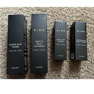 4 Brand New Dime Skincare Set. Cleanser, toner, Day cream & night cream.